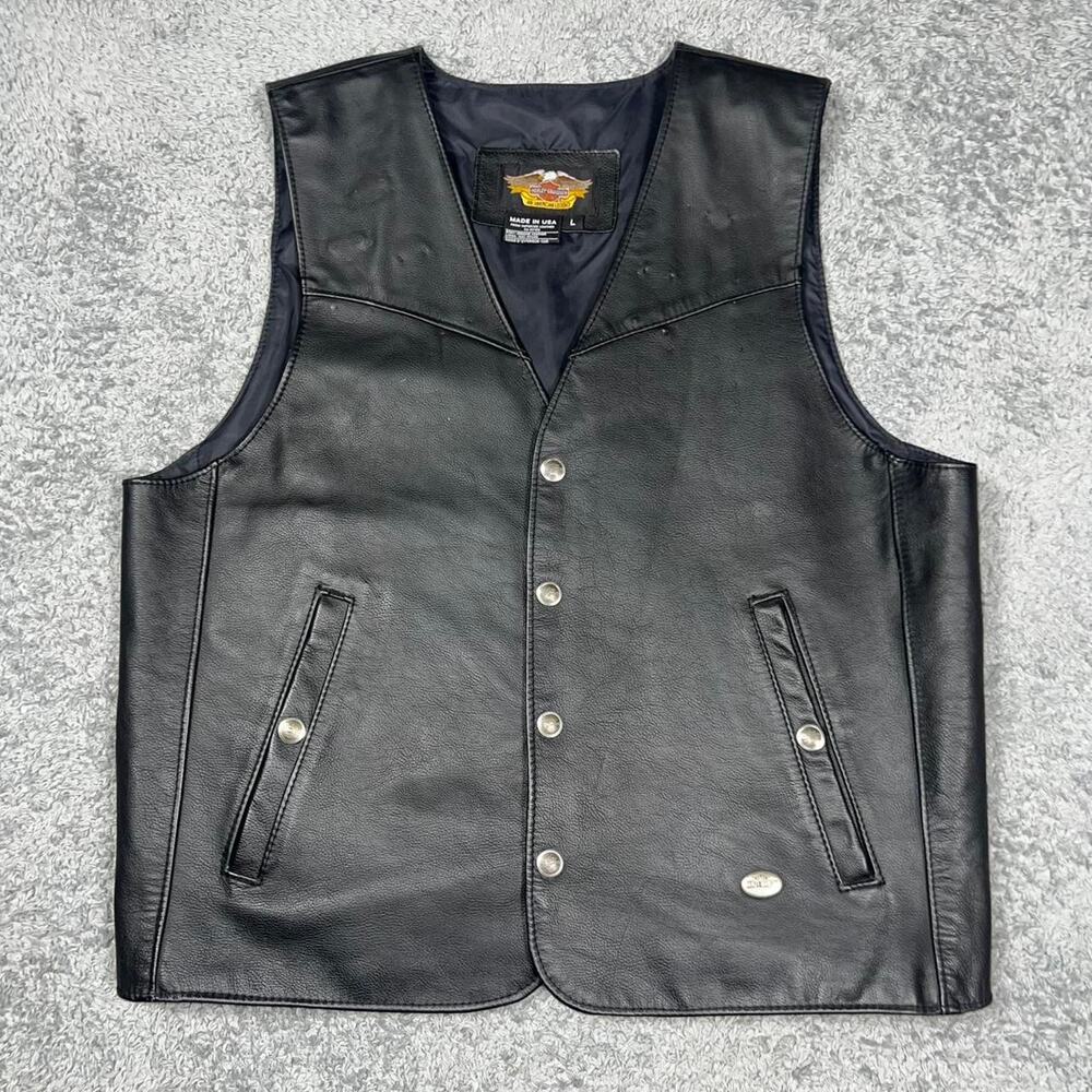 Vintage Harley Davidson Leather Vest 90s Made in USA Size XL